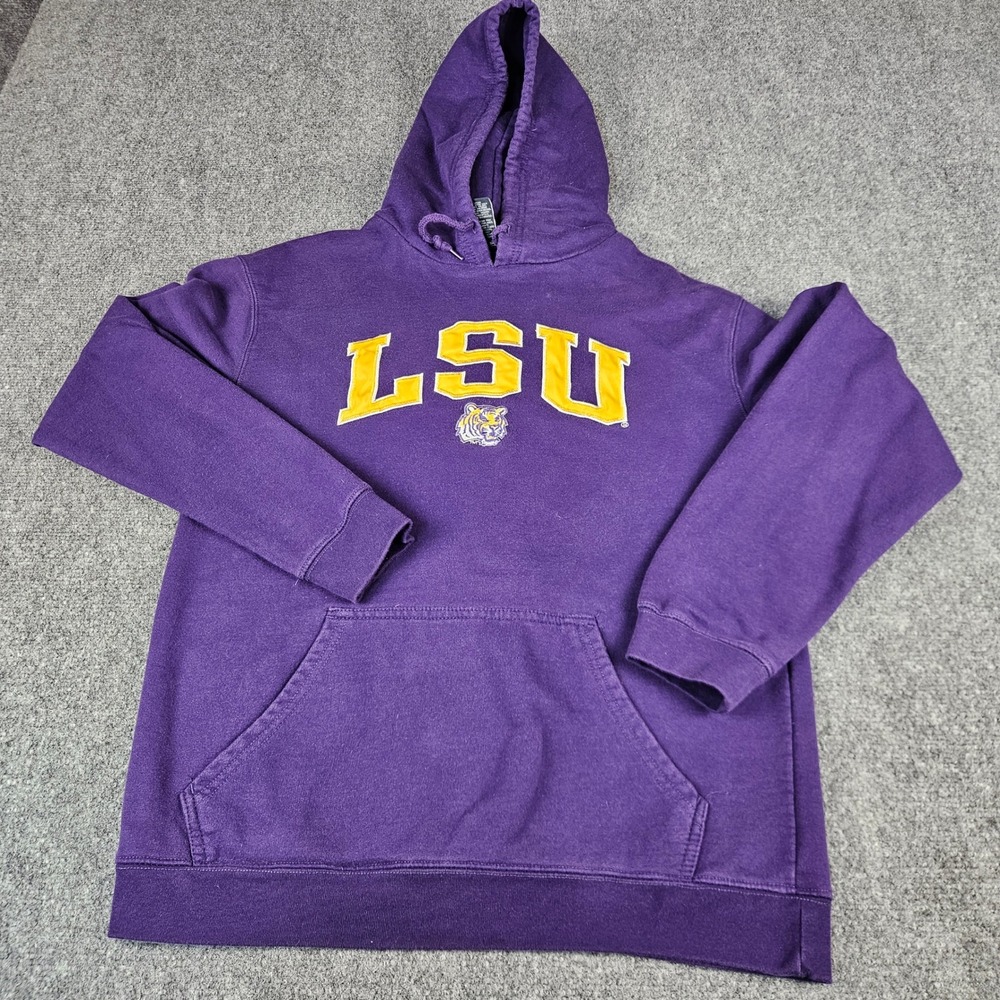 Pro Edge LSU Tigers Hoodie Purple Gold Mens Medium‎ NCAA Collegiate Sweatshirt